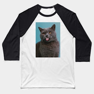 Cat showing its tongue Baseball T-Shirt